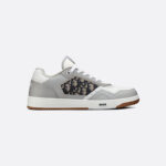 B27 Low-Top Sneaker Gray and White Smooth Calfskin with Beige and Black Dior Oblique Jacquard