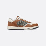 B27 Low-Top Sneaker Brown and Cream Smooth Calfskin with Beige and Black Dior Oblique Jacquard