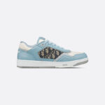 B27 Low-Top Sneaker Light Blue and Cream Smooth Calfskin with Beige and Black Dior Oblique Jacquard