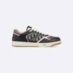 B27 Low-Top Sneaker Deep Blue and Plum Smooth Calfskin with Beige and Black Dior Oblique Jacquard