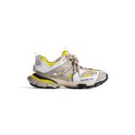 Track Sneaker in yellow, white, beige, grey and black mesh and suede-like fabric