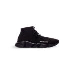 Speed Lace-Up Sneaker in black recycled knit and black sole unit