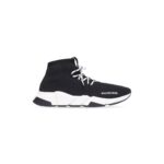 Speed Lace-up Sneaker in black knit, white and black sole unit