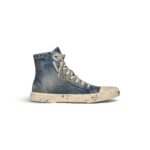 Paris High Top Sneaker in blue destroyed denim and rubber