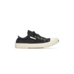 Paris Low Top Sneaker in black destroyed cotton and white rubber