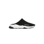 Speed Mule in black recycled knit, white and black sole unit