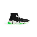 Speed 2.0 Lace-Up Sneaker in black recycled knit, white and neon green sole unit