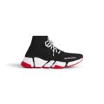 Speed 2.0 Lace-Up Sneaker in black recycled knit, white and red sole unit