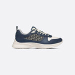 B25 Runner Sneaker Navy Blue and Cream Smooth Calfskin with Beige and Black Dior Oblique Jacquard